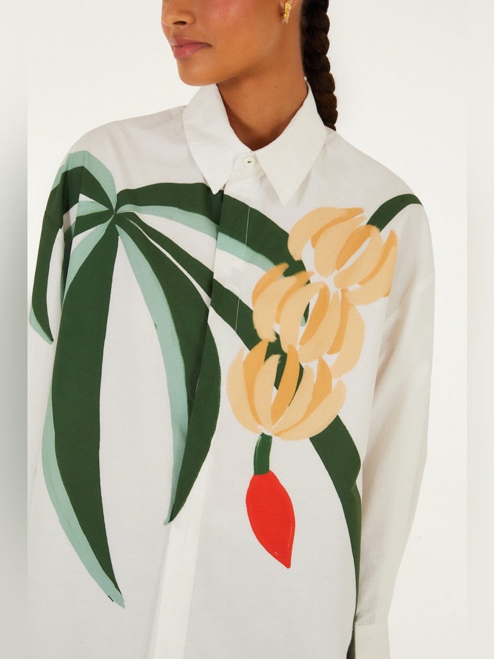 Farm Rio: Graphic Banana Tree Applique Shirt - Picture 3 of 10